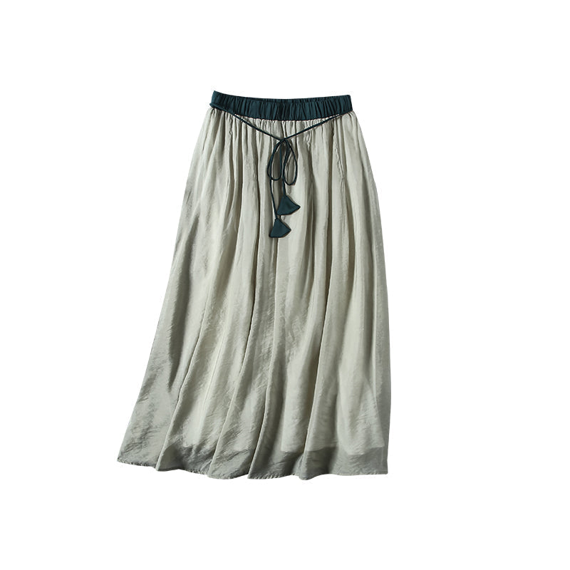 Cozy Tencel Linen Loose A-Line Skirt