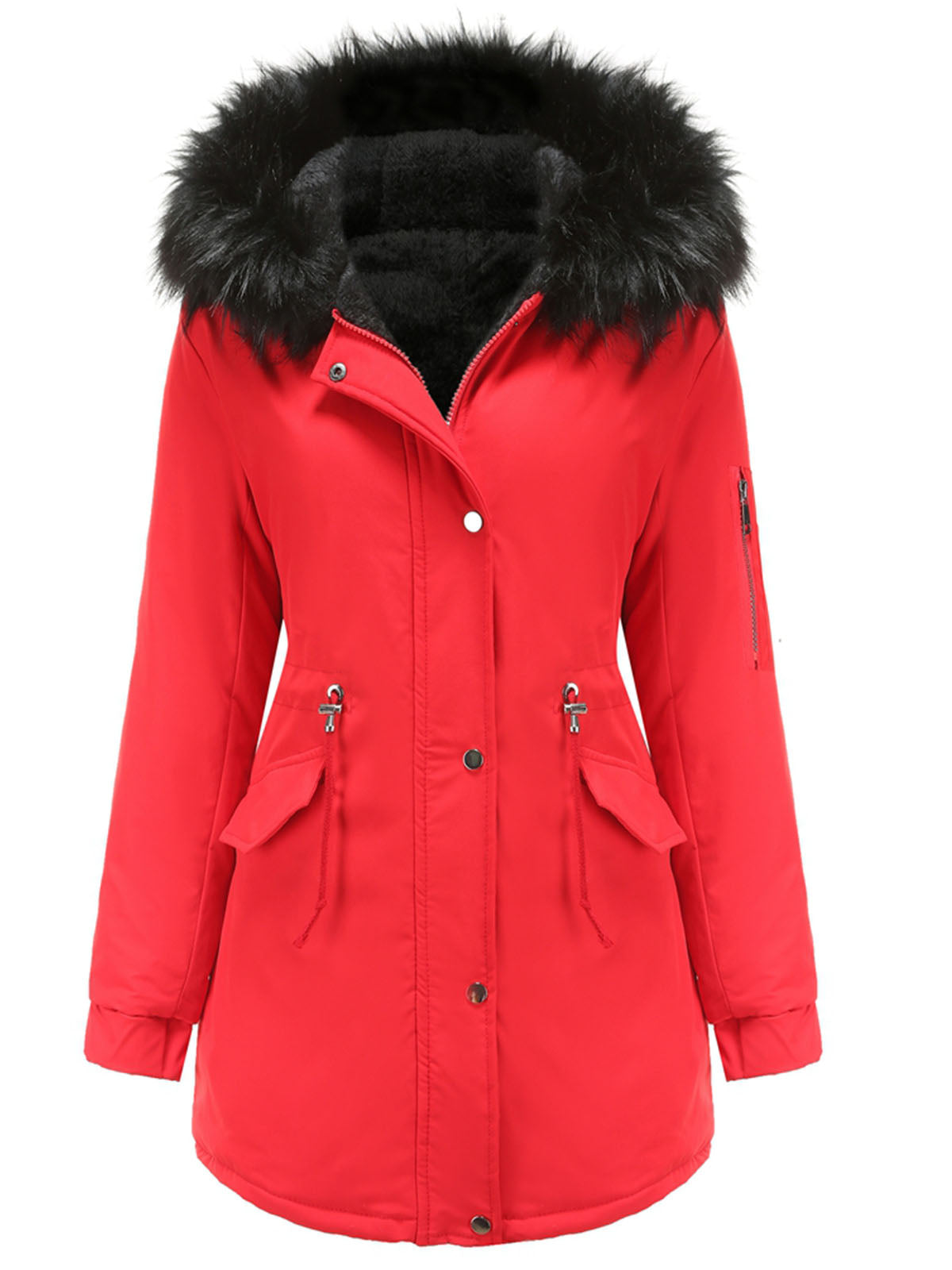 Women's Parka Coat Street Daily Plush Winter Coat Solid Color Oversized Fur Warm Coat