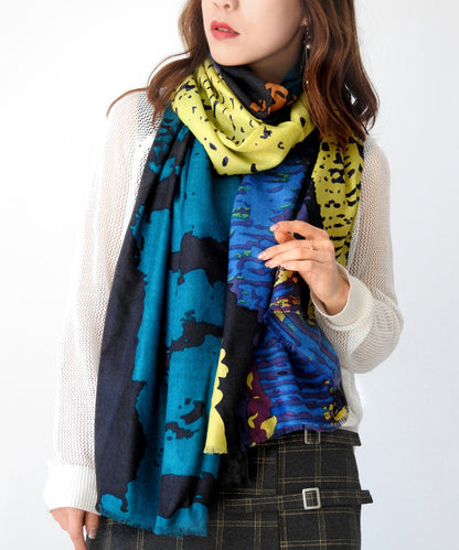 Boutique Colorblock Print Versatile Woolen Scarf