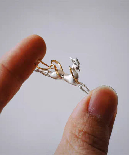 Art Gold Streamers Dunhuang Little Deer Gold Plated Single Stud Earrings