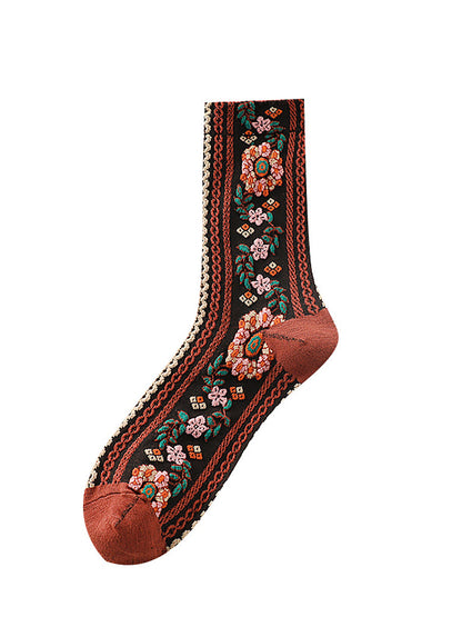 5 Pairs Jaccquard Women Casual Warm Socks