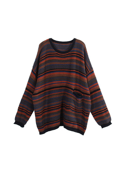 Women Loose Striped Long Sleeve Sweater