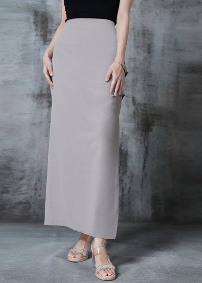 Chic Grey Side Open Silm Fit Spandex Wraped Skirts Spring