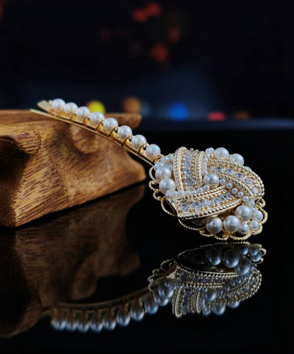 Bohemian Gold Copper Overgild Inlaid Pearl Zircon Hairpin