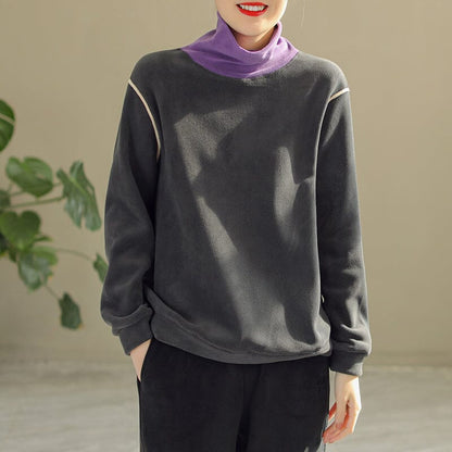 Winter Fashion Patchwork Loose Warm Fleece Sweater