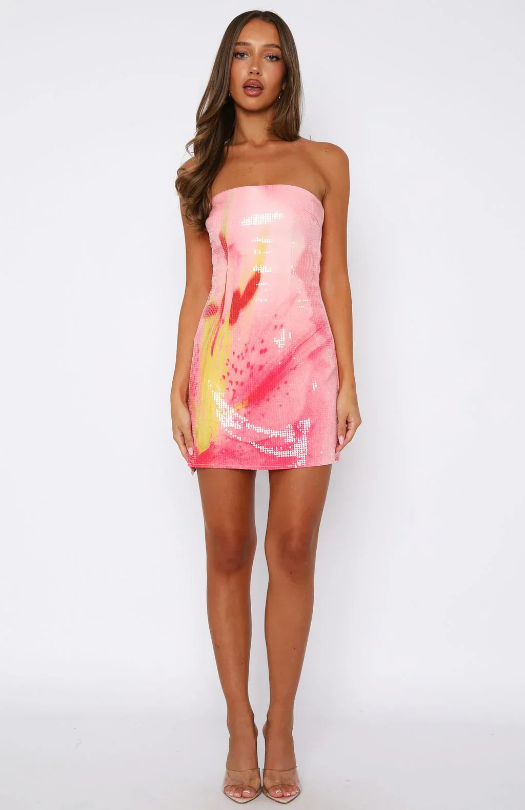Make Up My Mind Sequin Mini Dress Blossom Petal