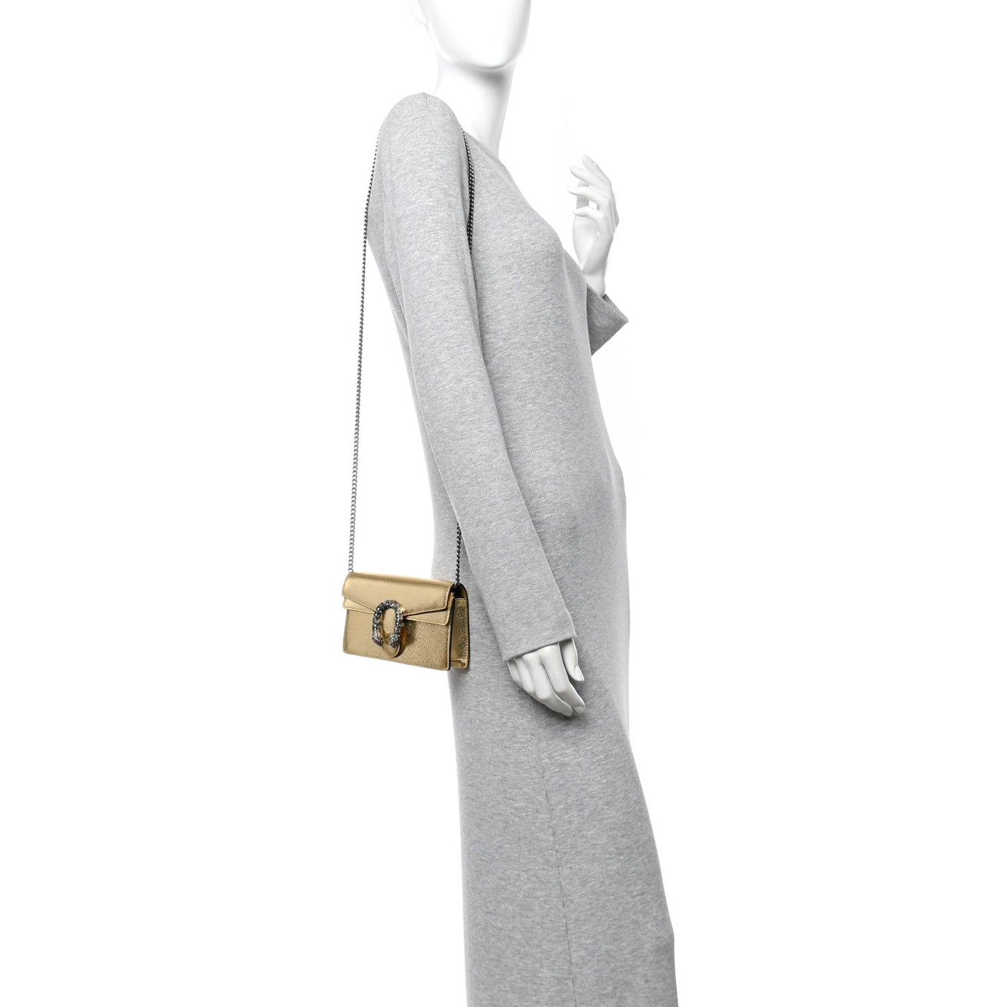 Metallic Calfskin Super Mini Dionysus Shoulder Bag Gold