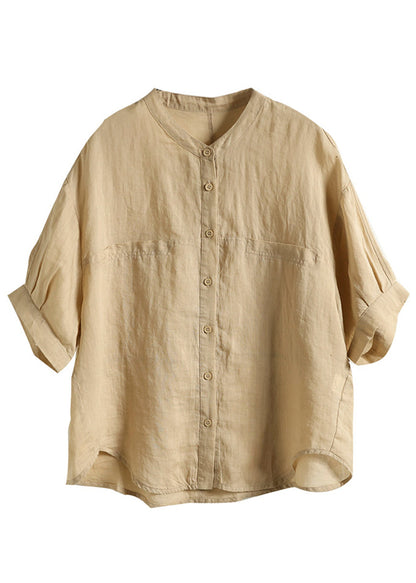 Boho Green Oversized Linen Shirt Top Summer