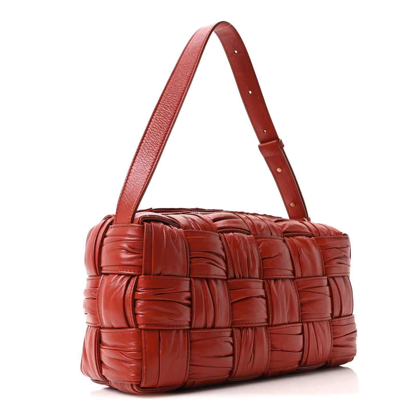 Calfskin Intreccio Plisse Camera Bag Syrup
