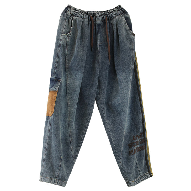 Women Autumn Color Matching Harem Jeans