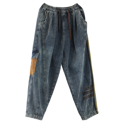 Women Autumn Color Matching Harem Jeans
