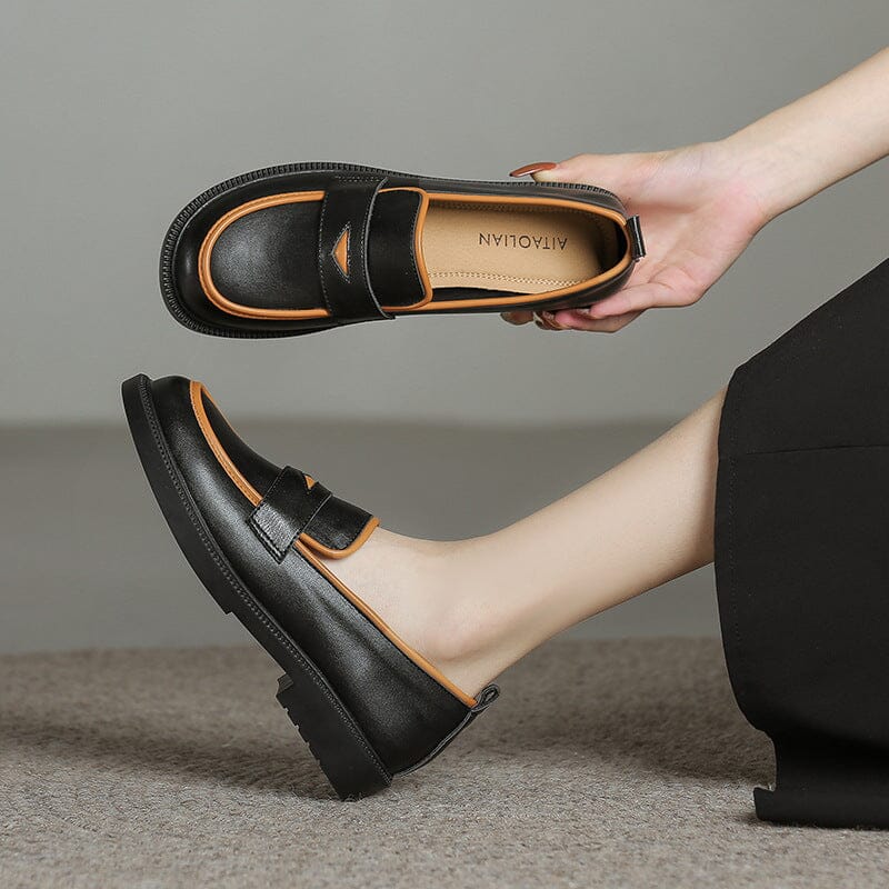 Women Casual Autumn Leather Flat Loafers