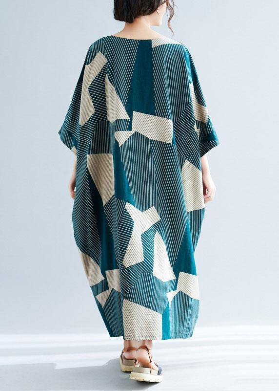 Classy green asymmetric linen dresses o neck Maxi summer Dress