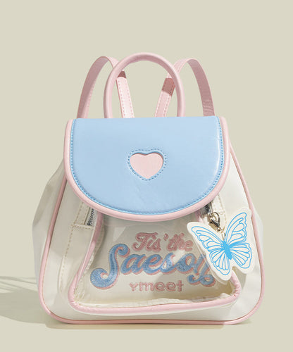 Boho Pink Embroidered Butterfly Faux Leather Backpack Bag