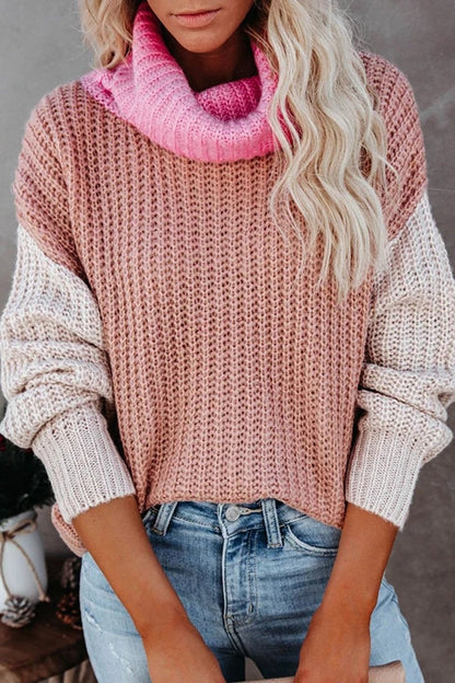 Turtleneck Color Block Casual Sweater