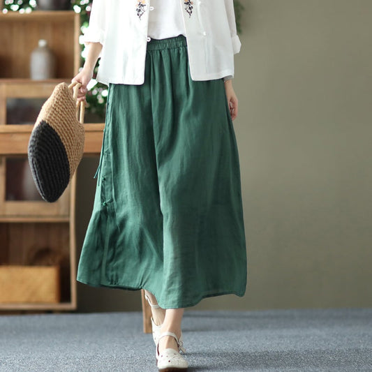 Cozy Linen Retro A-Line Casual Skirt