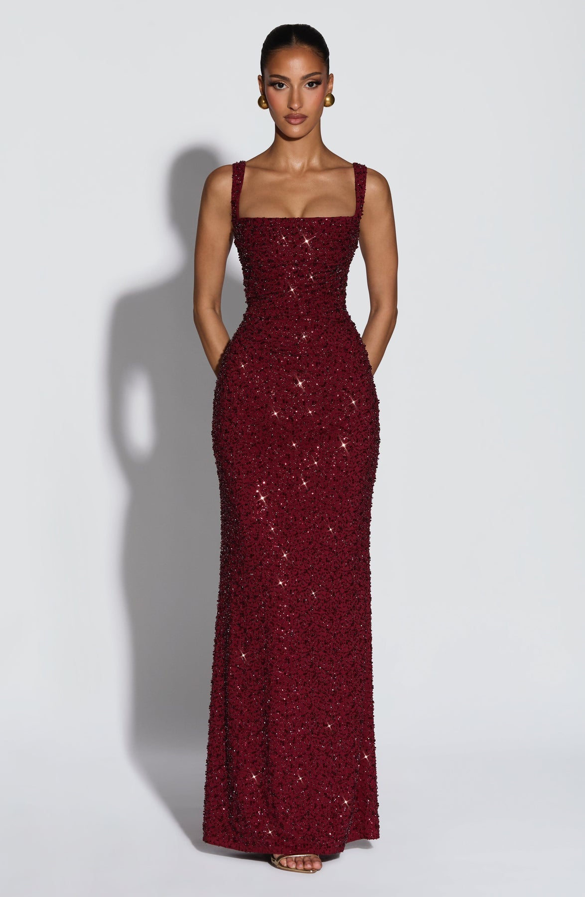Sexy Strap off-Neck Slim-Fit Shiny Dress