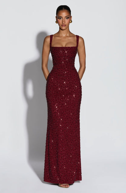 Sexy Strap off-Neck Slim-Fit Shiny Dress