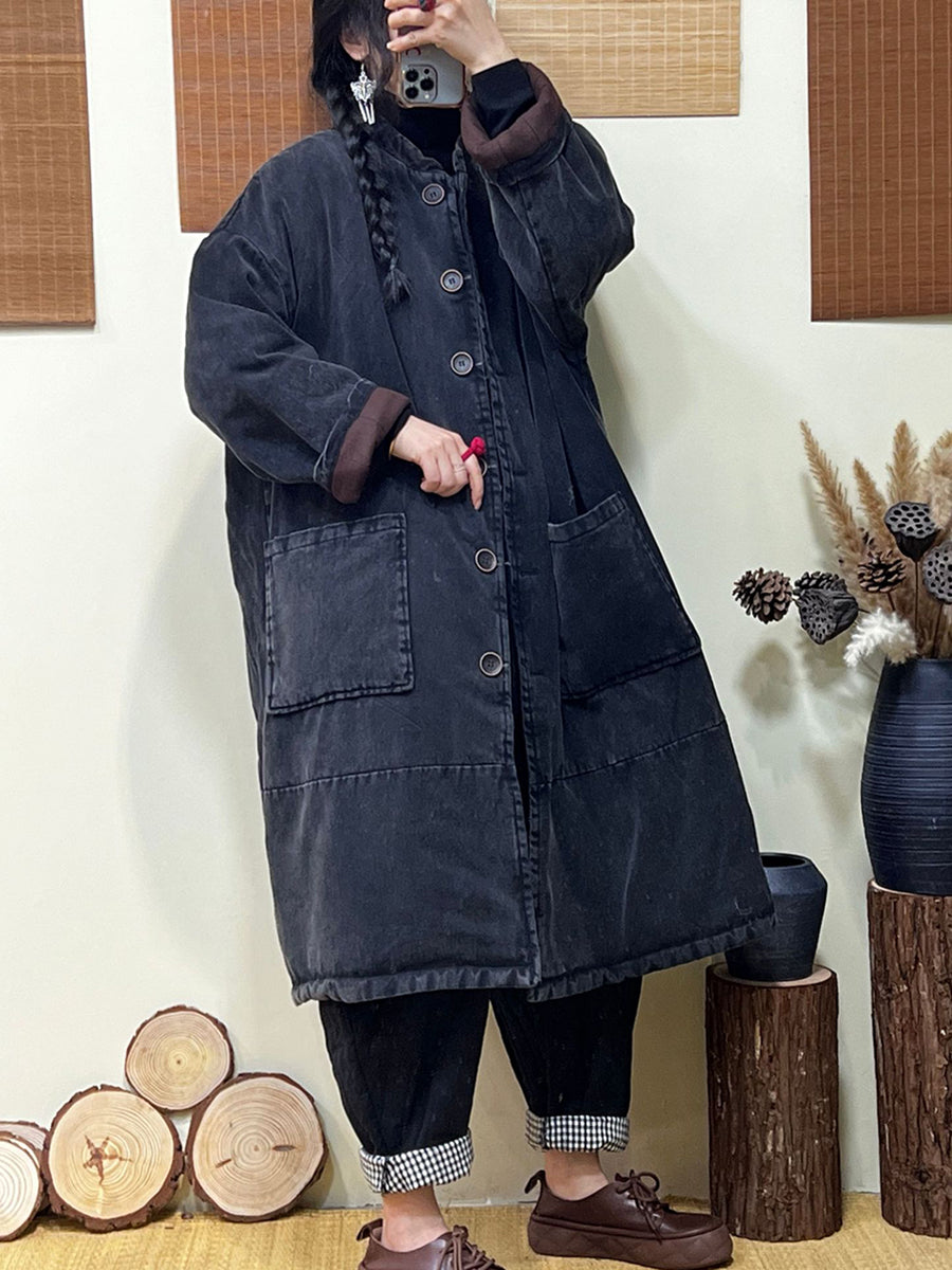 Women Winter Thickened Stand Collar Long Padded Coat