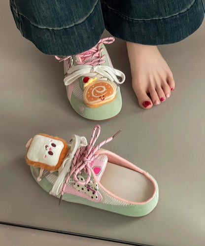 Stylish Cute Red Lace Up Breathable Mesh Slide Sandals
