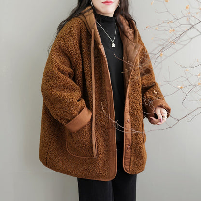 Winter Fleece Patchwork Retro Casual Coat