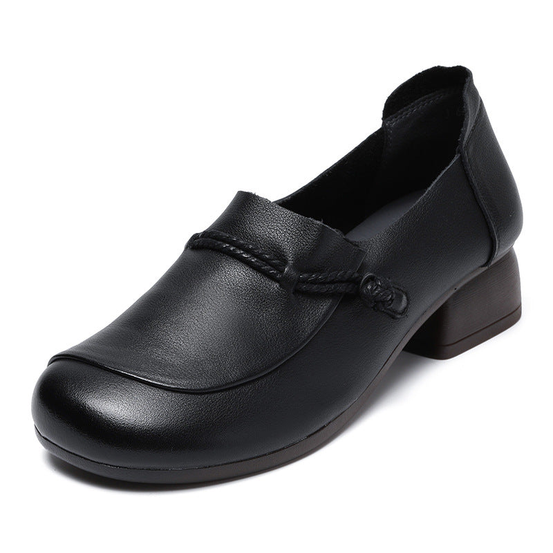 Plus Size Spring Summer Retro Leather Wedge Casual Shoes