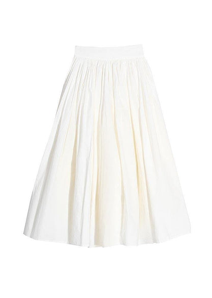 Organic White polka dots High Waist Cinched Patchwork Summer Cotton Skirts