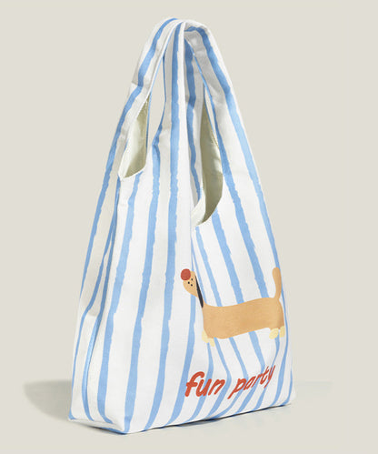 Art Dog Print Large Capacity Canvas Shoulder Bags