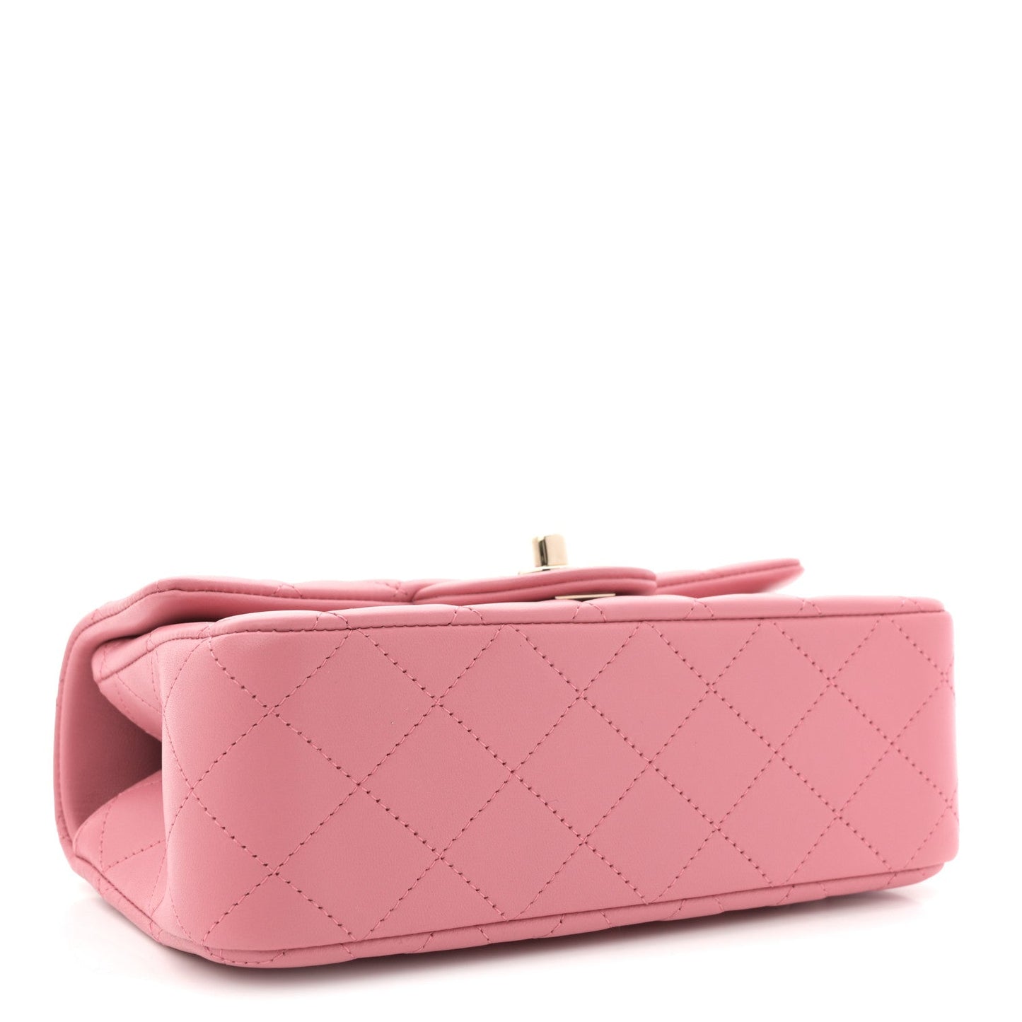 Lambskin Quilted Mini Top Handle Rectangular Flap Pink