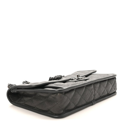 Caviar Quilted Medium French Riviera Flap Grey