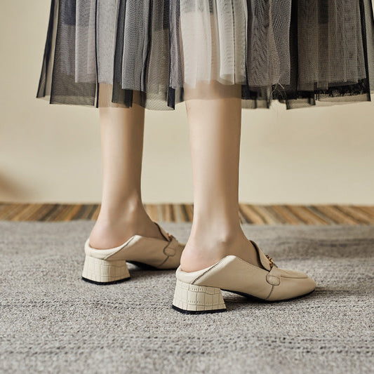 Women Sheepskin Leather Wedge Loafers