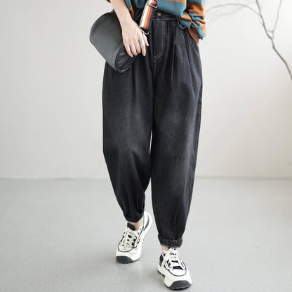 Summer Autumn Solid Loose Cotton Harem Jeans