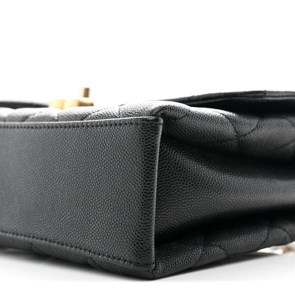 Caviar Quilted Medium Carry Me Top Handle Flap Black