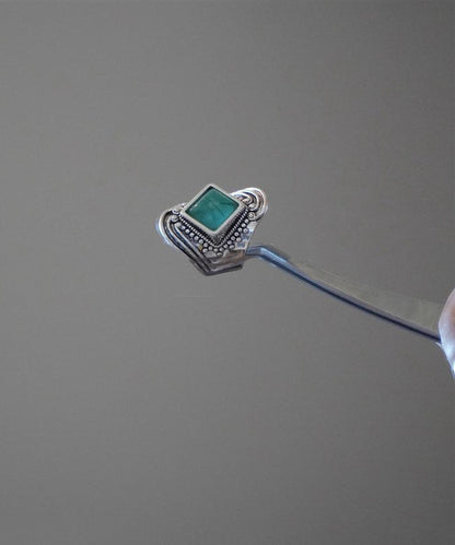 Vintage Green Sterling Silver Turquoise Dragon Totem Ring