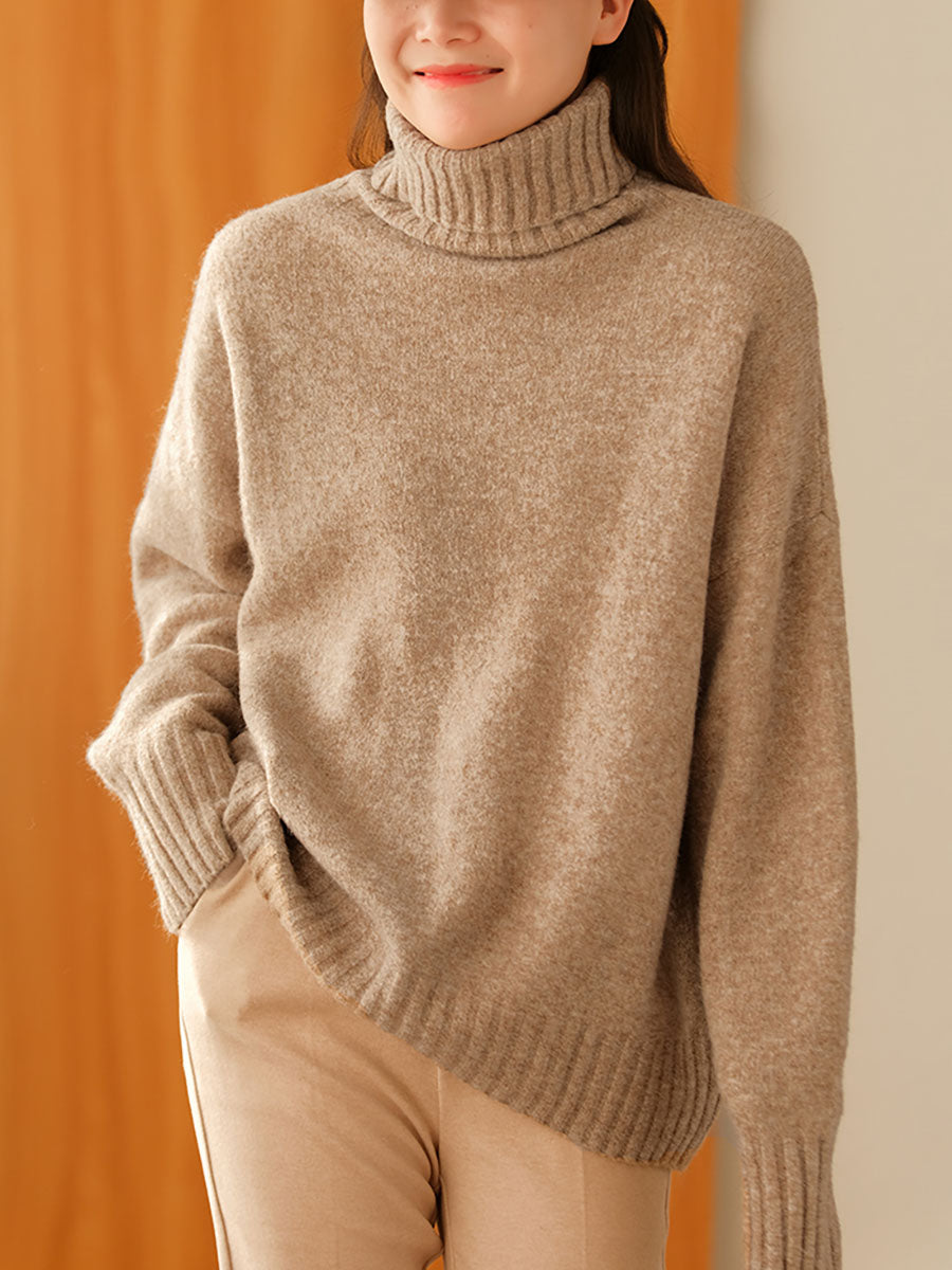 Women Winter Casual Soft Knitted Solid Loose Sweater