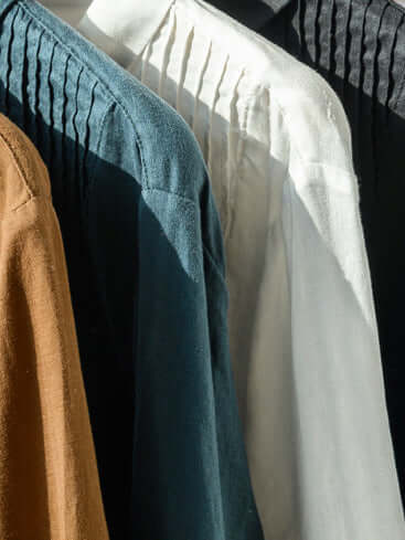 100% Linen Pleated Long Sleeve Casual Shirt In Solid Color
