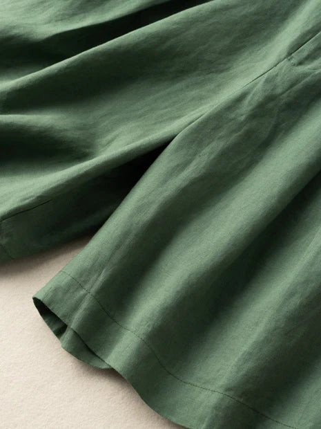 Pure Color Wide-leg Casual Linen Shorts