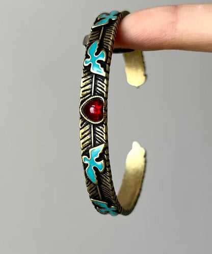 Chinese Style Sterling Silver Gem Stone Flying Bird Cuff