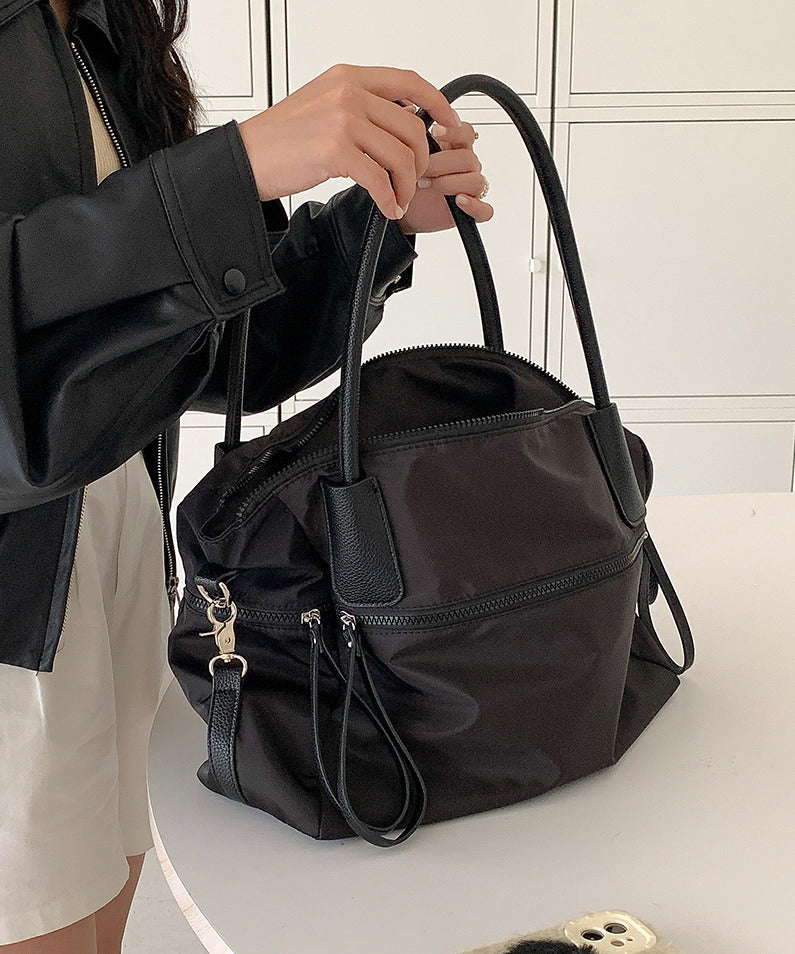 Casual Brown Solid Durable Nylon Shoulder Bags