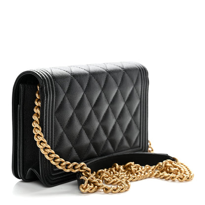 Caviar Quilted Boy Wallet On Chain WOC Black