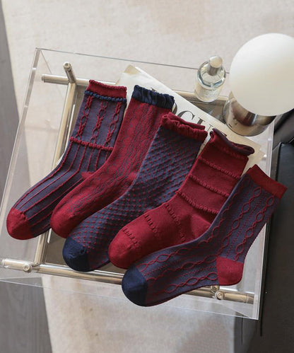 Autumn And Winter Women's Jacquard Mid Calf Socks