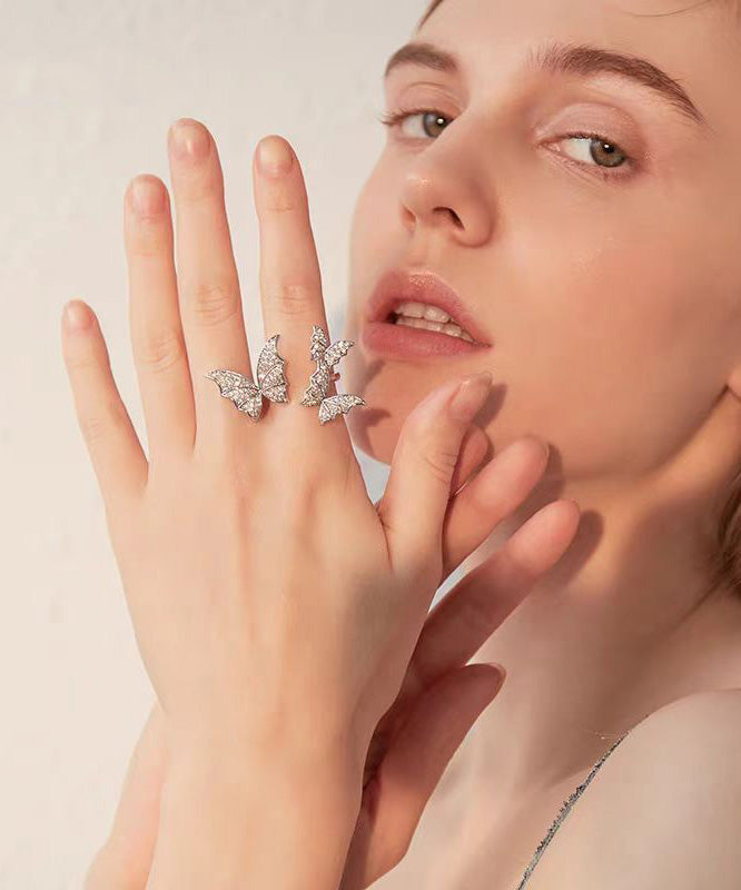 European And American Style Butterfly Zircon Opening Rings