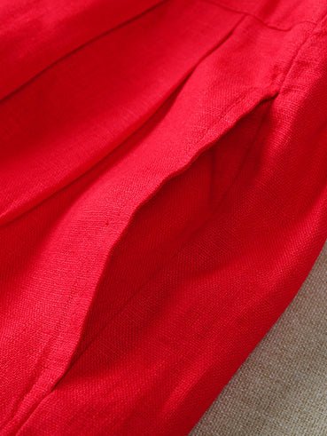 Loose Linen Loose Solid Bowknot Straight Pants