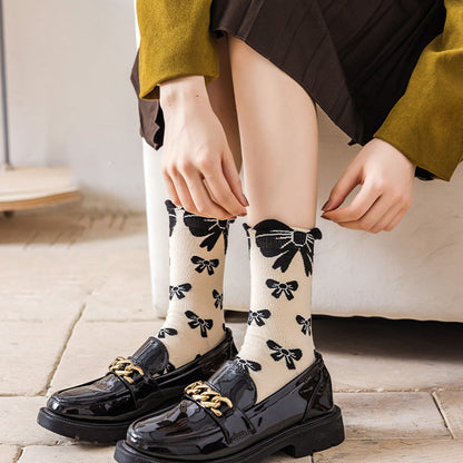 5 Pairs Women Pure Cotton Japan Style Socks