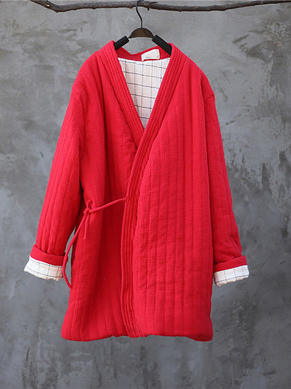 Women Winter Chinese Style Drawstring Pocket Coat