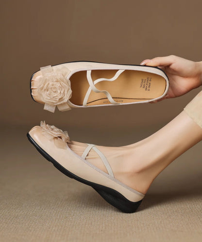 Purple Cowhide Leather Splicing Floral Slide Sandals