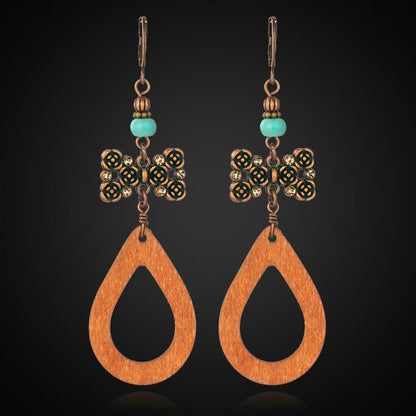 Bohemian Beaded Vintage Wooden Earrings