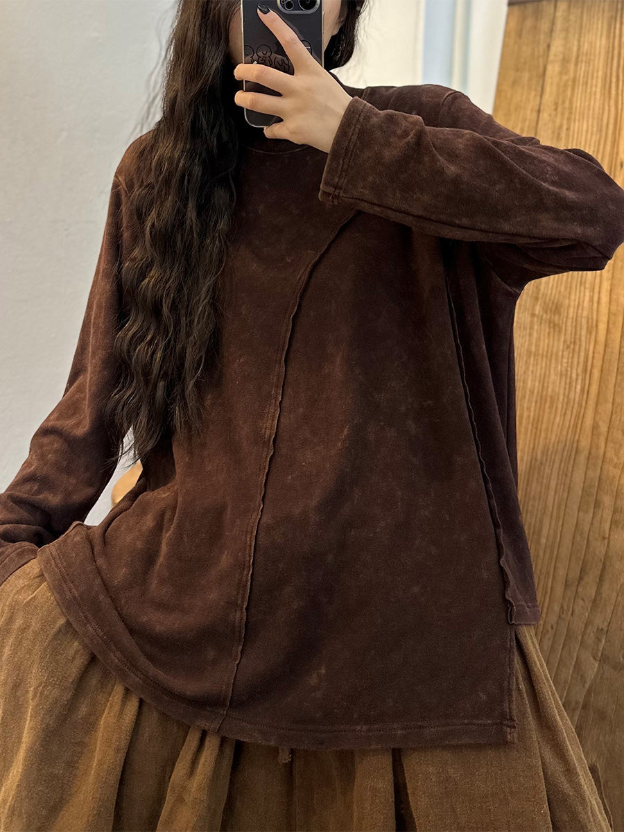 100%Cotton Solid Worn Irregular Hem Sweatshirt
