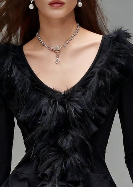 Slim Fit Black Hole Fluffy Patchwork Cotton Shirts Spring