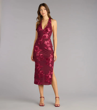 Midnight Garden Floral Midi Dress